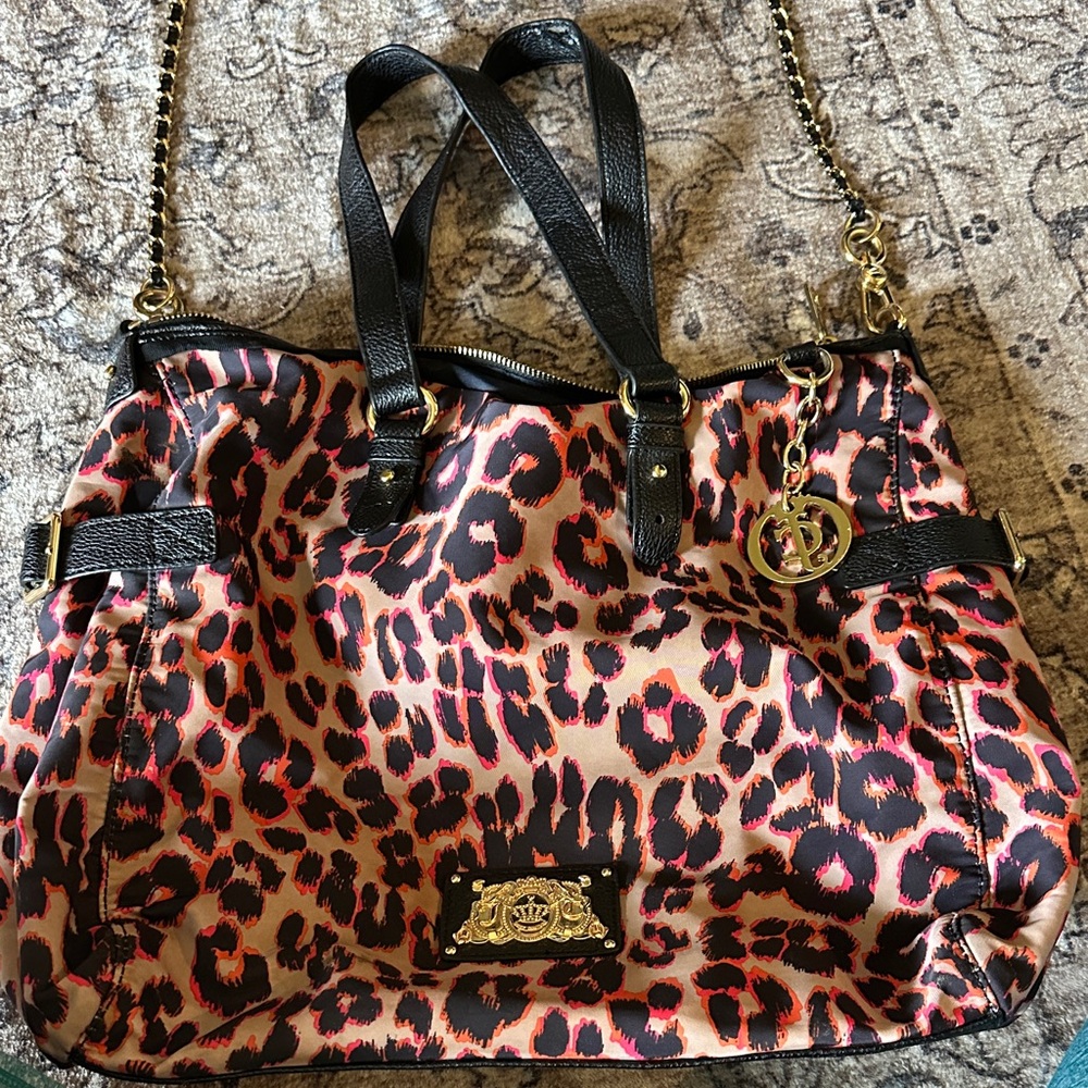 juicy couture Leopard Print Tote Bag with Black Accents